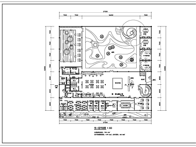 现代售楼处建筑 现代 下沉式 售楼处 平面图 施工图