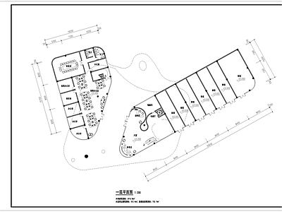 现代售楼处建筑 现代 流线型 售楼处 平面图 施工图