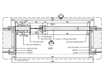 现代门节点 包间详图 施工图