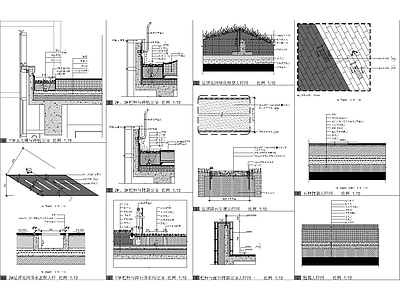 现代屋顶花园 园节点大样 施工图