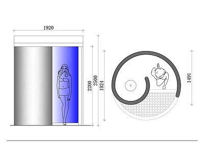现代公共卫生间 圆形淋浴房正立面 圆形淋浴房设计图 圆形淋浴房 圆形淋浴房结构图 圆形淋浴 施工图