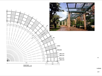 欧式廊架节点 架 欧式 弧形廊架 景观廊架 施工图