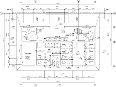 现代养老院 公共厕所平面图 施工图