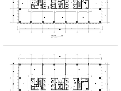 现代办公楼建筑 超高层办公平面图 规整办公平面合计 施工图