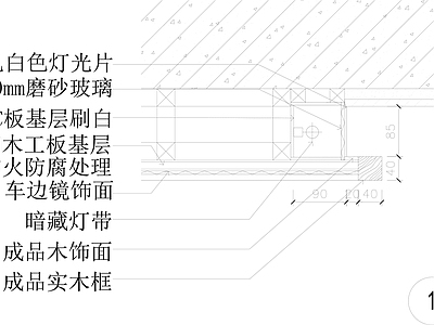 现代墙面节点 木饰面与玻璃节点 施工图