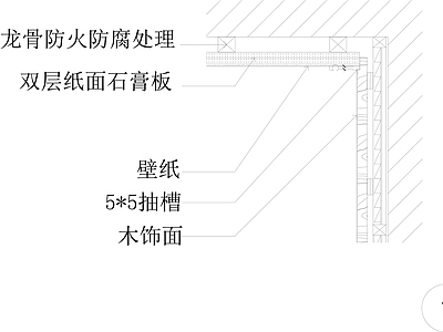 现代墙面节点 木饰面与墙纸节点 施工图