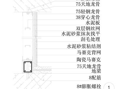 现代墙面节点 马赛克隔墙节点 马赛克 隔墙 施工图