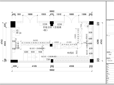 现代其他商业空间 药店 药店平面布局图 施工图