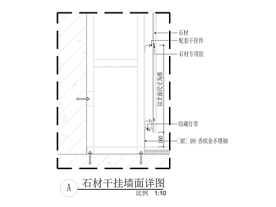 现代墙面节点 干挂石材暗藏灯带 施工图