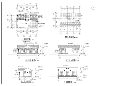 中式其他商业建筑 小卖部建施图 施工图