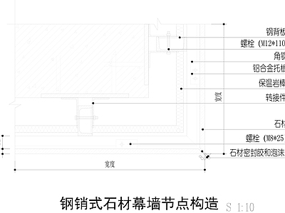 现代墙面节点 钢销式石材节点图 石材幕墙阳角节点 施工图