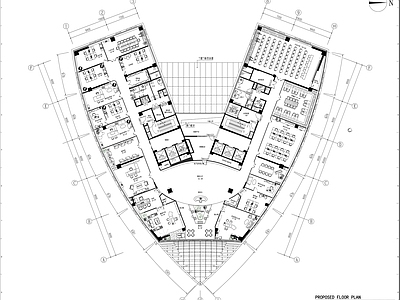 现代办公室 办公室平面方案 施工图