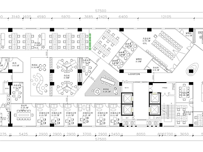 现代整体办公空间 办公空间 1200平 施工图