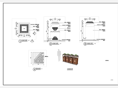 现代垃圾桶节点 垃圾桶大样图 施工图