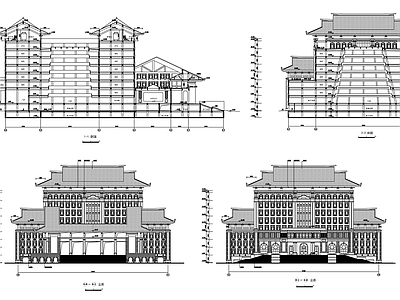 现代新中式图书馆建筑 某高校 施工图