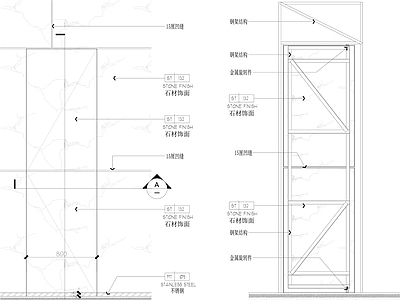 现代门节点 节点大样 大样 详图 剖面 施工图