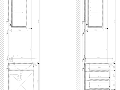 现代家具节点详图 备餐间节点 施工图