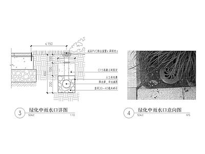 给排水节点详图 绿化中雨水口详图 施工图