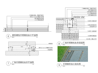 给排水节点详图 雨水口节点 篦子 不锈钢排水沟 施工图