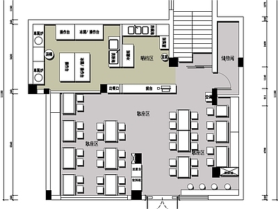 现代快餐店 快餐店设计平面图 粉面店设计平面图 粉面馆设计平面图 施工图