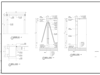 现代新中式廊架节点 特色廊架 异形 结构齐全 施工图