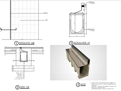 给排水节点详图 成品线性排水沟 排水沟节点 施工图