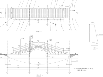现代其他景观 现代钢构景观拱桥 钢木拱桥 施工图