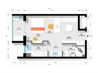 现代整体家装空间 小户型 公寓 家装 户型优化 彩色平面图 施工图