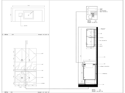 欧式中式家具节点详图 洗杯台节点 施工图