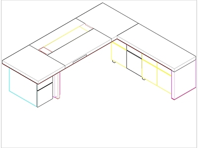 现代办公室 家具三维模型 董事长班台 总经理班台 立体图 施工图