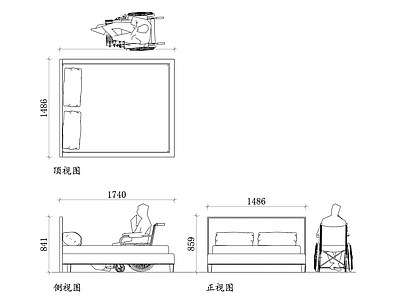 现代床 残疾人木质双人 木质双人设计 双人 残疾人设计 残疾人用双人 施工图