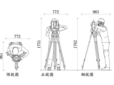 现代人物 测量员 测量员工具 测量员工作 现场测量员 施工图