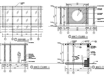 现代新中式廊架节点 廊架节点大样 施工图