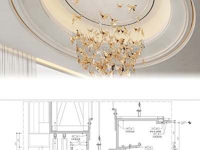 轻奢吊顶节点 轻奢圆形 施工图