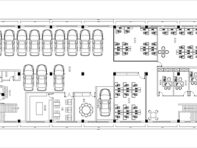 现代其他商业空间 汽车售卖大厅 二手车展览大厅 汽车展厅平面图 施工图