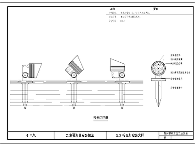 电气节点 投光灯安装大样 施工图