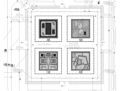 现代屋顶花园 园全套图纸 办公区园 室外园景观 施工图