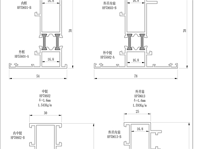 现代窗节点 隔热平开 施工图