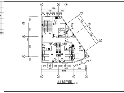 现代民宿建筑 8层小型旅社建筑 施工图