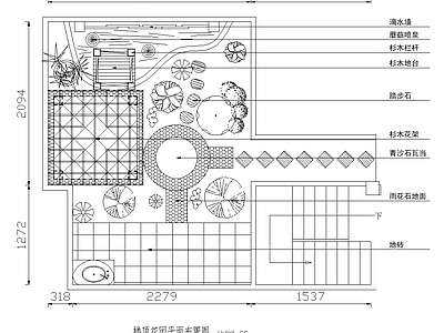 现代屋顶花园 园平面图 园景观 施工图