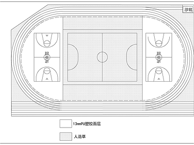 现代其他建筑 塑胶跑 施工图