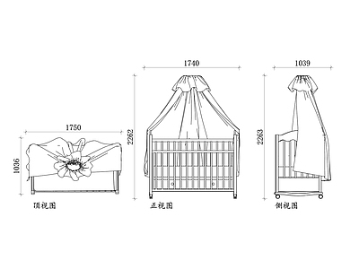 现代床 婴儿设计 木质婴儿模型 婴儿结构图 婴儿布局 木质婴儿平面图 施工图