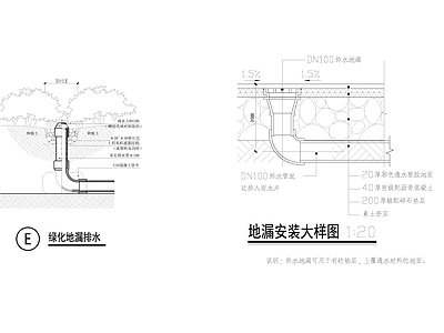 给排水节点详图 地漏 绿化地漏 绿化排水 施工图