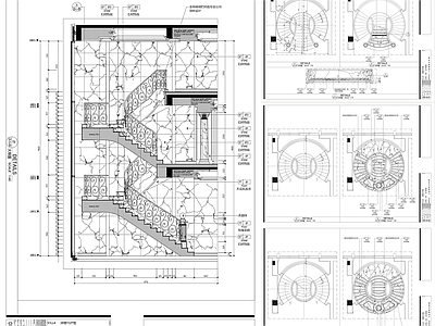 现代楼梯节点 三层大样 铸铜旋转 施工图