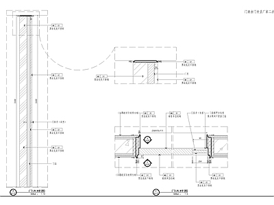 现代门节点 钢木暗节点图 施工图