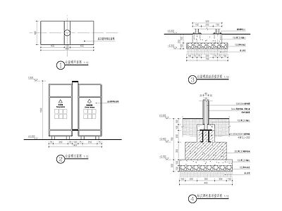 现代垃圾桶节点 垃圾桶 施工图