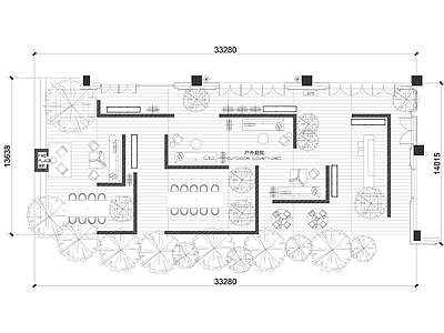 新中式中式屋顶花园 露天园平面 园平面布置 施工图