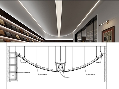 现代吊顶节点 弧形吊顶大样图 弧形天大样图 施工图