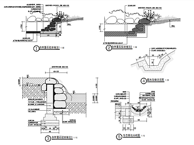 给排水节点详图 排水沟节点 驳岸 施工图