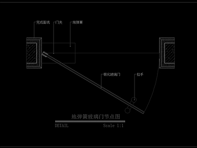 现代门节点 钢化玻璃地弹簧 钢化玻璃 地弹簧 施工图